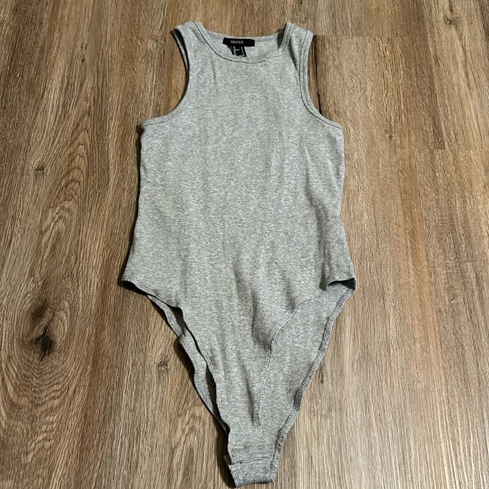 Forever 21 Gray Knit Top Bodysuit Size Small